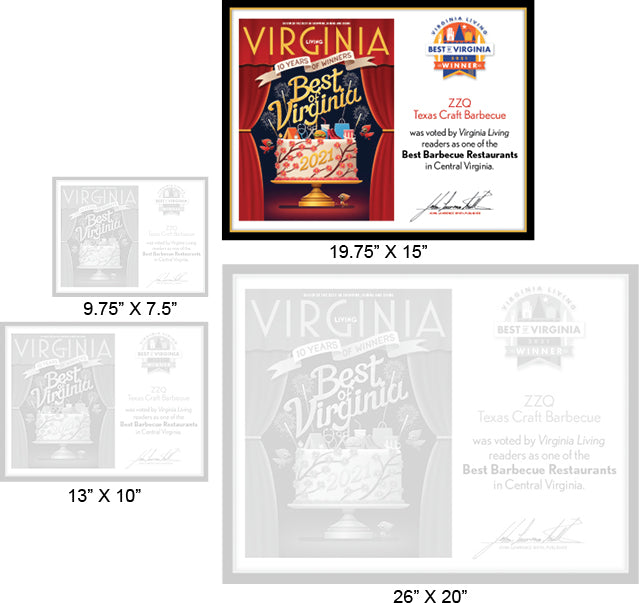 Official Best of Virginia 2021 Winner's Plaque, L (19.75" x 15")