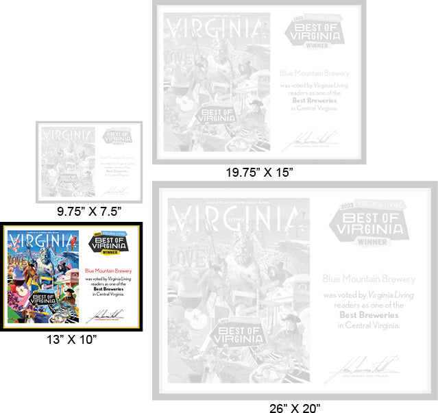Official Best of Virginia 2023 Winner's Plaque, M (13" x 10")