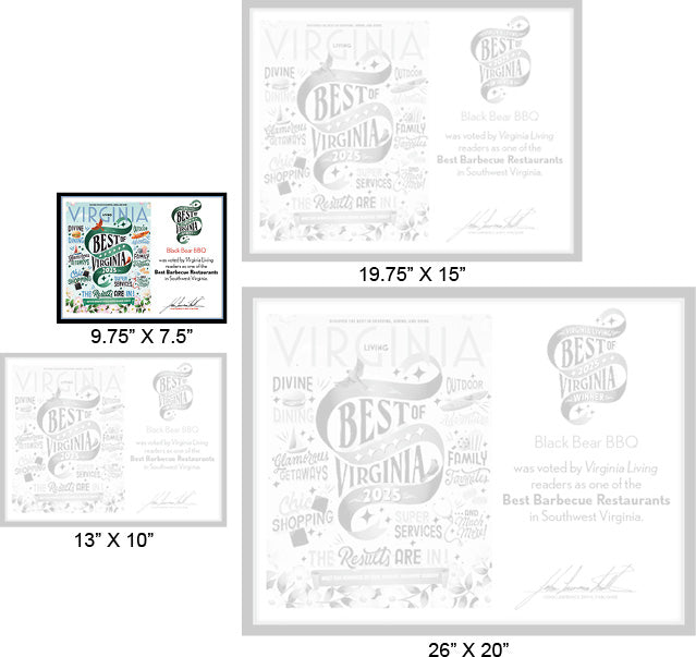 Official Best of Virginia 2025 Winner's Plaque, S (9.75" x 7.5")