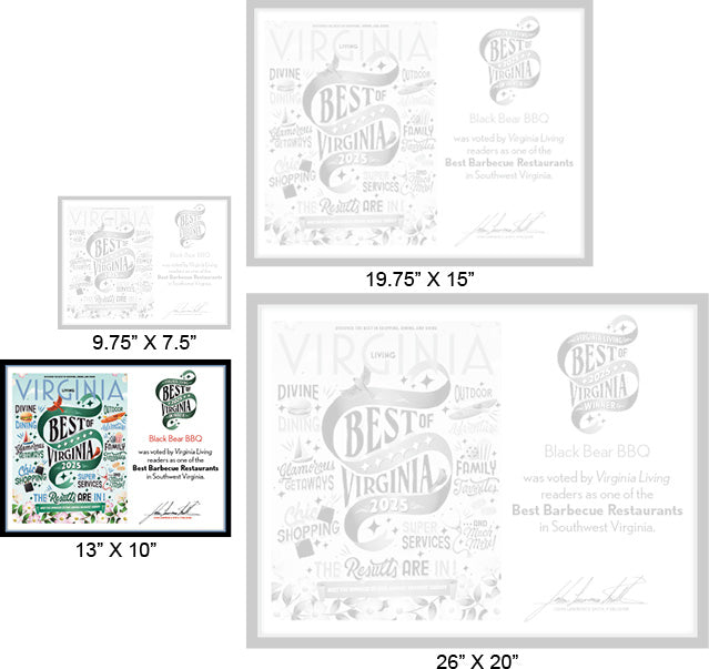 Official Best of Virginia 2025 Winner's Plaque, M (13" x 10")