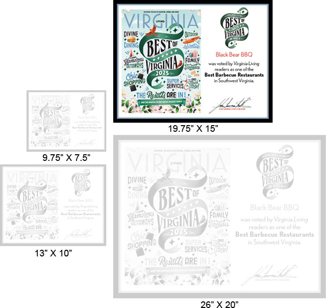 Official Best of Virginia 2025 Winner's Plaque, L (19.75" x 15")