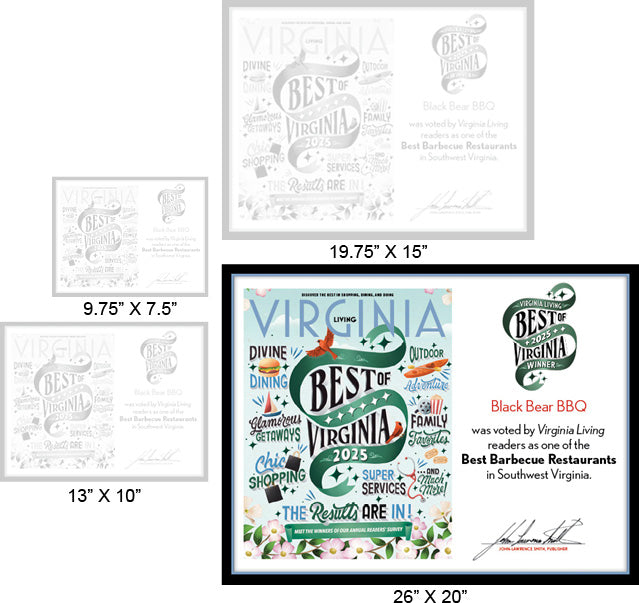 Official Best of Virginia 2025 Winner's Plaque, XL (26" x 20")