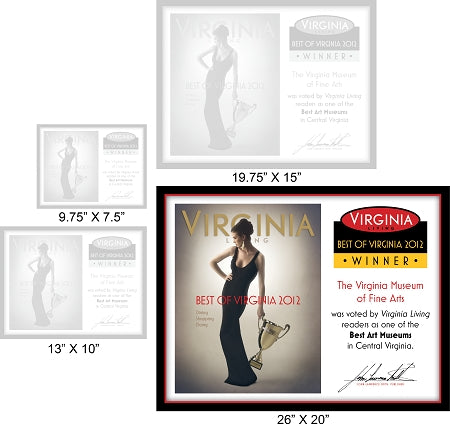 Official Best of Virginia 2012 Plaque, XL (26" x 20")
