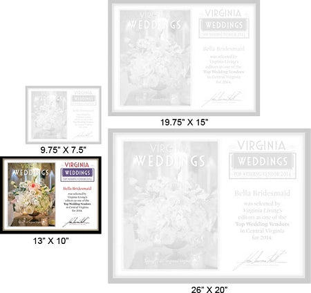 Official Top Wedding Vendors 2014 Plaque, M (13" x 10")