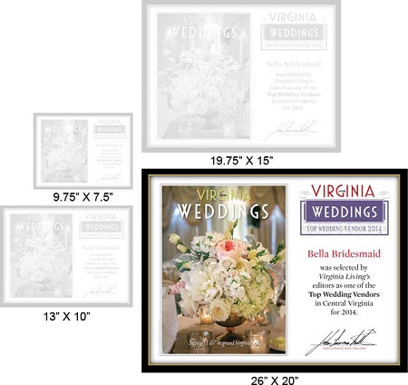 Official Top Wedding Vendors 2014 Plaque, XL (26" x 20")