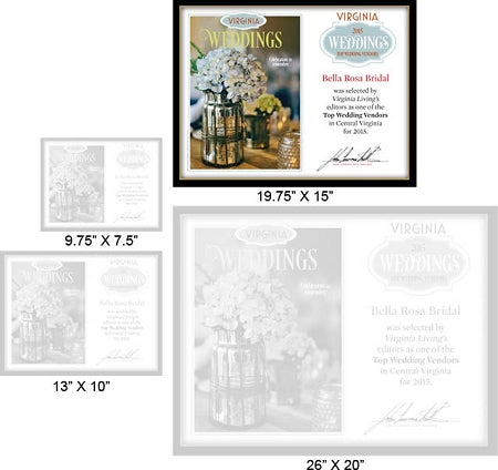 Official Top Wedding Vendors 2015 Plaque, L (19.75" x 15")