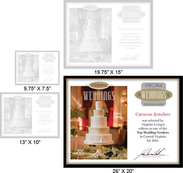 Official Top Wedding Vendors 2016 Plaque, XL (26" x 20")