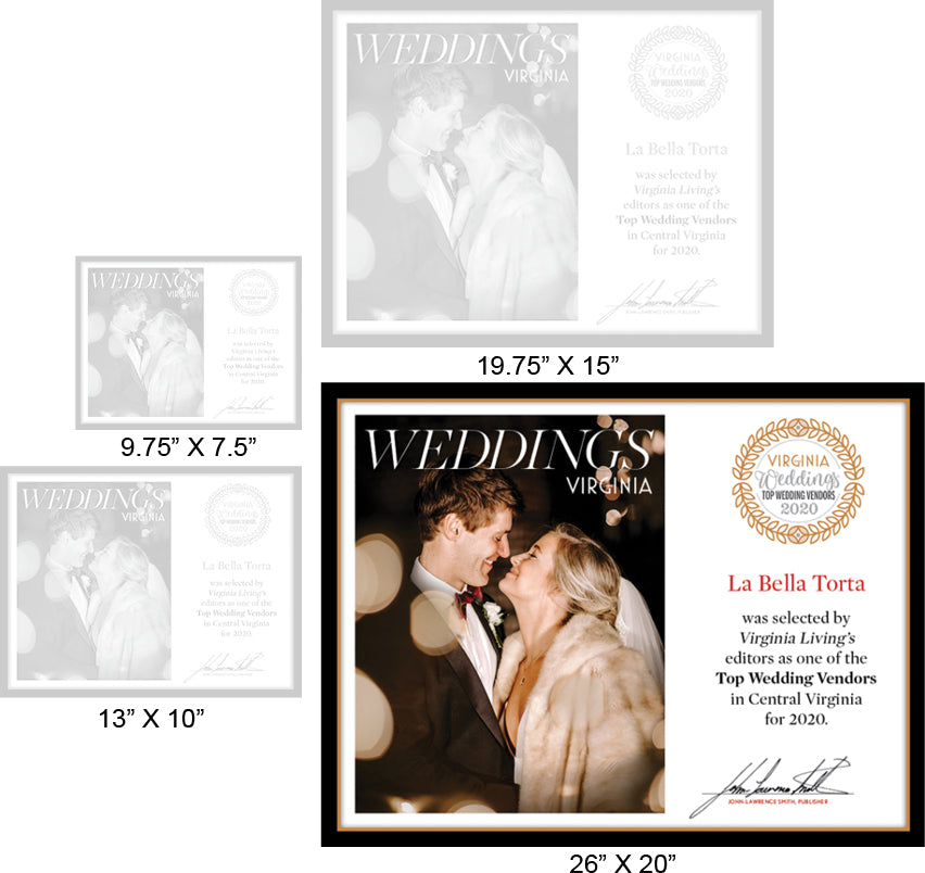 Official Top Wedding Vendors 2020 Plaque, XL (26" x 20")