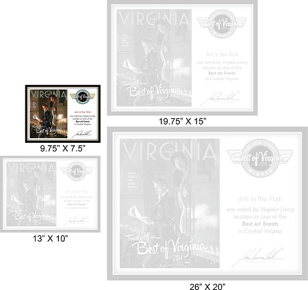 Official Best of Virginia 2014 Winner's Plaque, S (9.75" x 7.5")