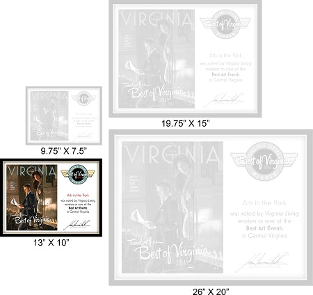 Official Best of Virginia 2014 Winner's Plaque, M (13" x 10")