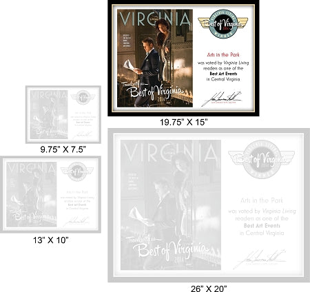 Official Best of Virginia 2014 Winner's Plaque, L (19.75" x 15")