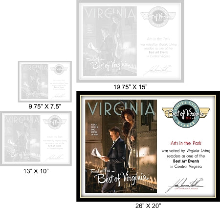 Official Best of Virginia 2014 Plaque, XL (26" x 20")