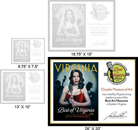 Official Best of Virginia 2016 Plaque, XL (26" x 20")