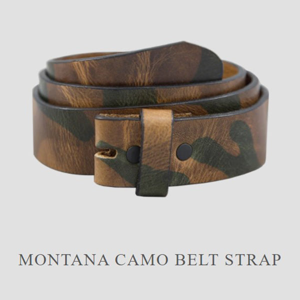 Montana Camo Leather Belt Strap, 1.25"