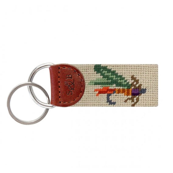 Fishing Fly Needlepoint Key Fob, Khaki