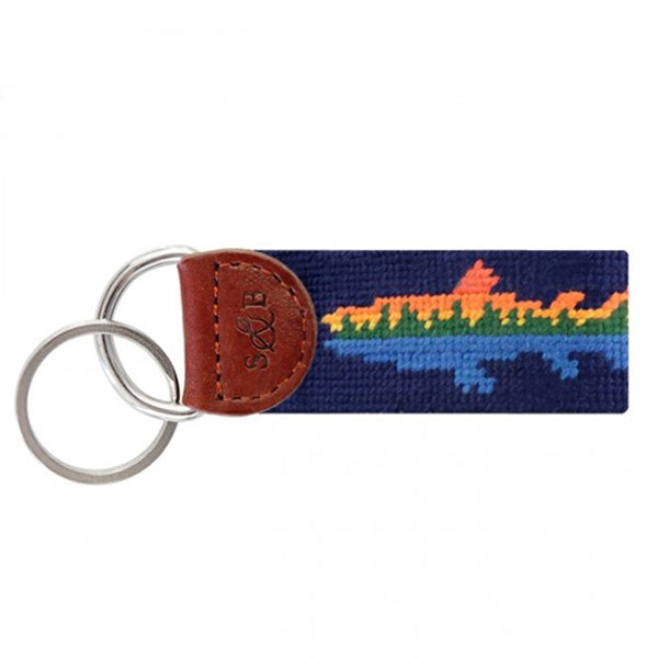 Lake Trout Needlepoint Key Fob, Navy