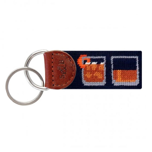 Bourbon 5 Ways Needlepoint Key Fob, Navy