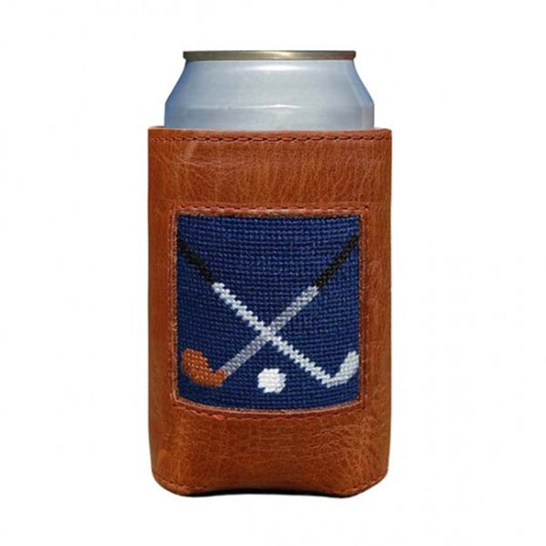 Crossed Gold Clubs Needlepoint Can Cooler