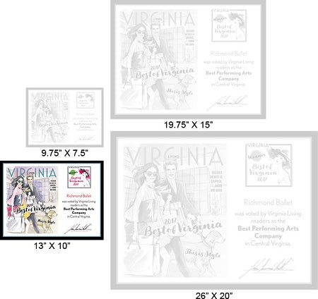 Official Best of Virginia 2017 Winner's Plaque, M (13" x 10")