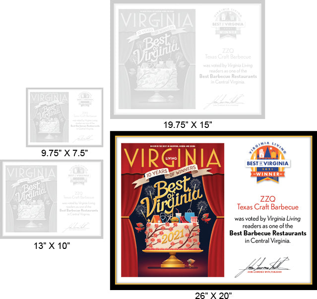 Official Best of Virginia 2021 Plaque, XL (26" x 20")