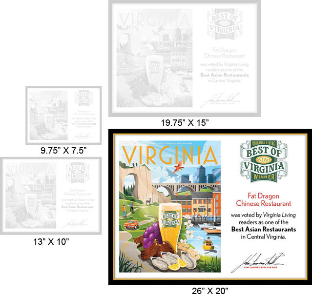 Official Best of Virginia 2022 Plaque, XL (26" x 20")