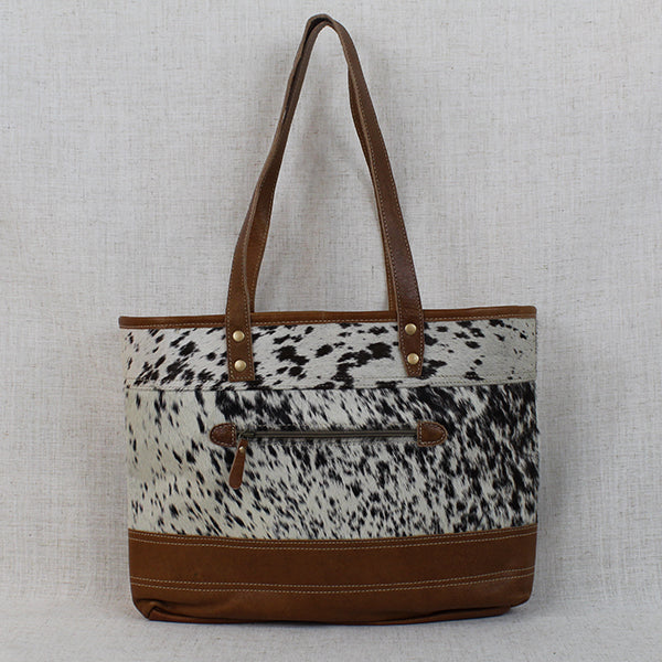 Combined Leather Tote Bag, Cowhide Leather, 19" x 13"