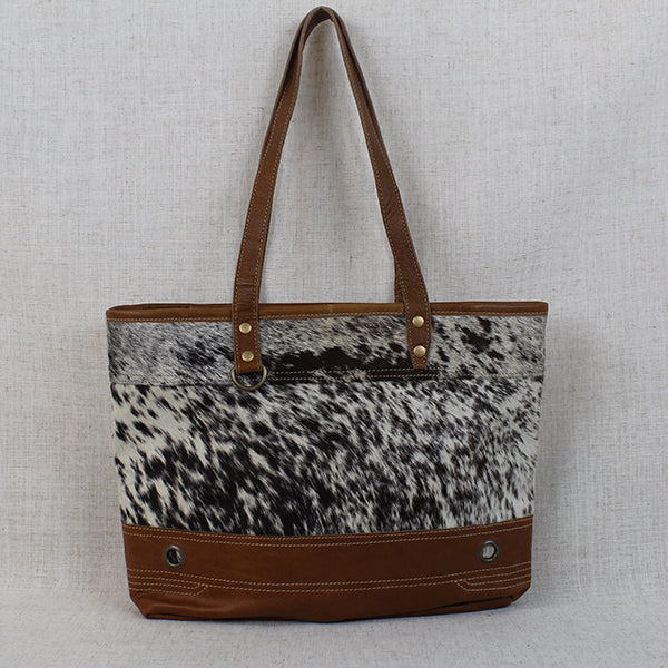 Combined Leather Tote Bag, Cowhide Leather, 19" x 13"
