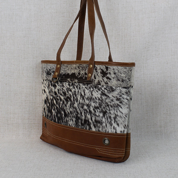 Combined Leather Tote Bag, Cowhide Leather, 19" x 13"